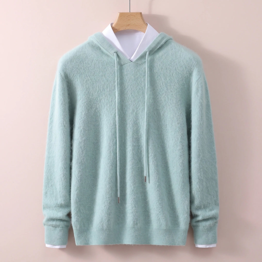 Raffael Fluffy Cashmere Knit Hooded Sweater - Green