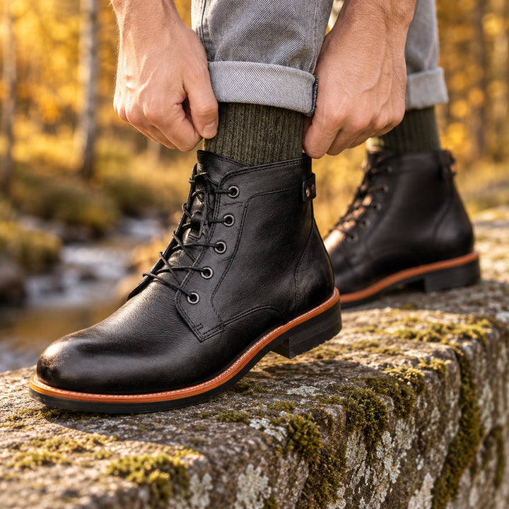 Randall Burnished Full Grain Leather Work Boots - Black