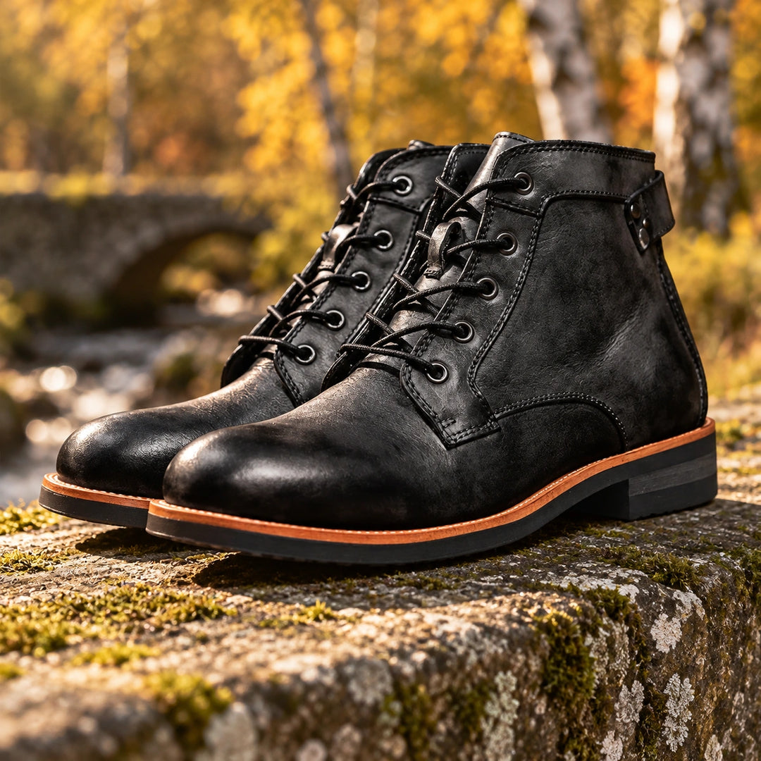 Randall Burnished Full Grain Leather Work Boots - Black