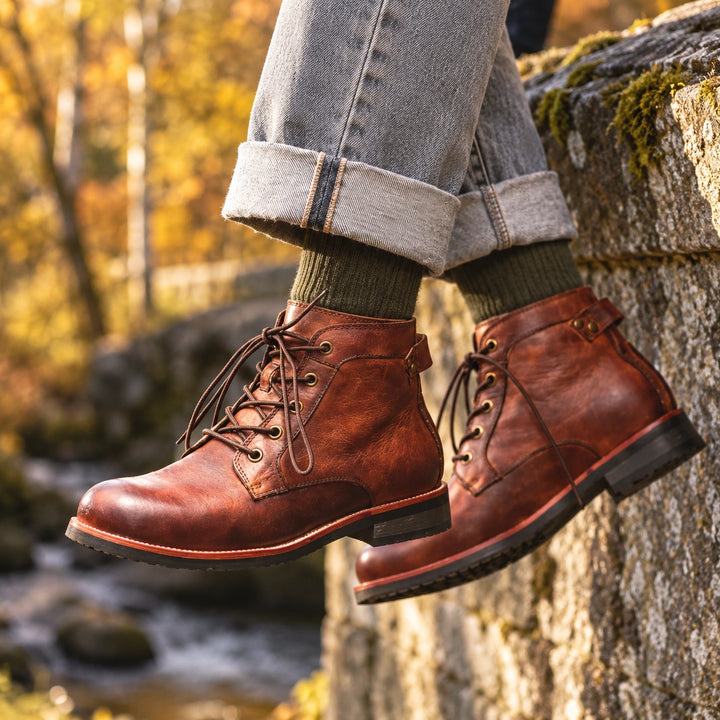 Randall Burnished Full Grain Leather Work Boots - Brown
