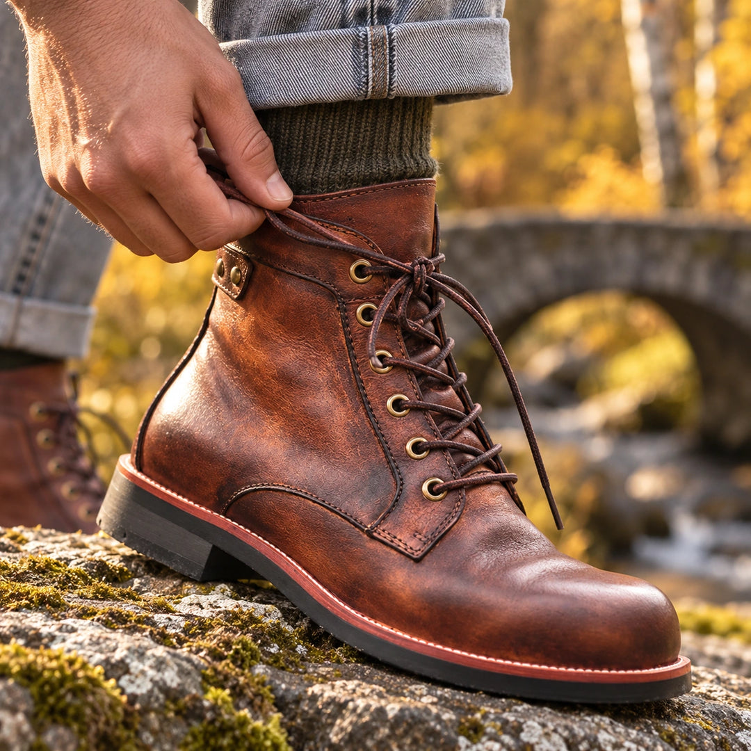 Randall Burnished Full Grain Leather Work Boots - Brown