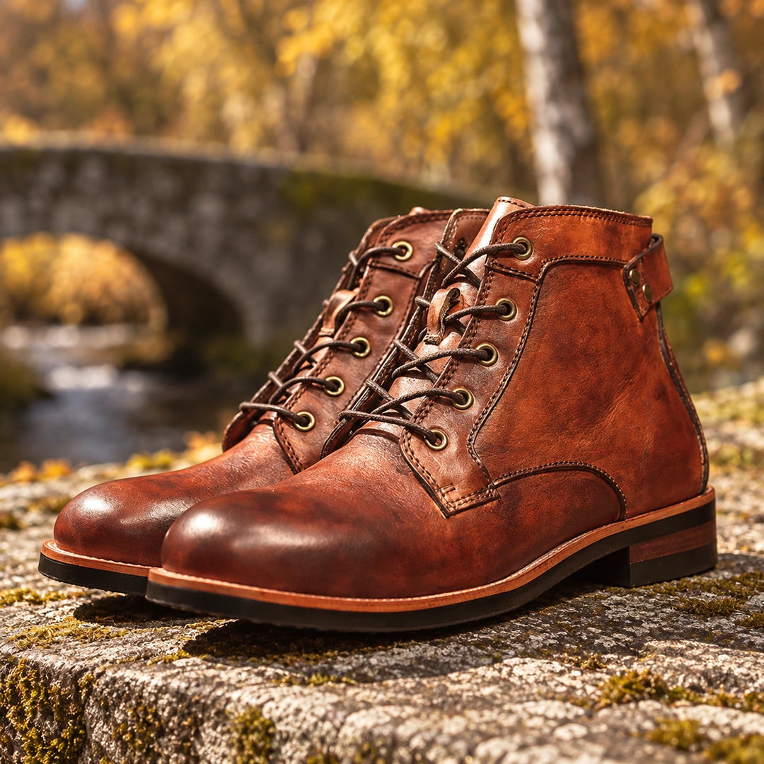 Randall Burnished Full Grain Leather Work Boots - Brown