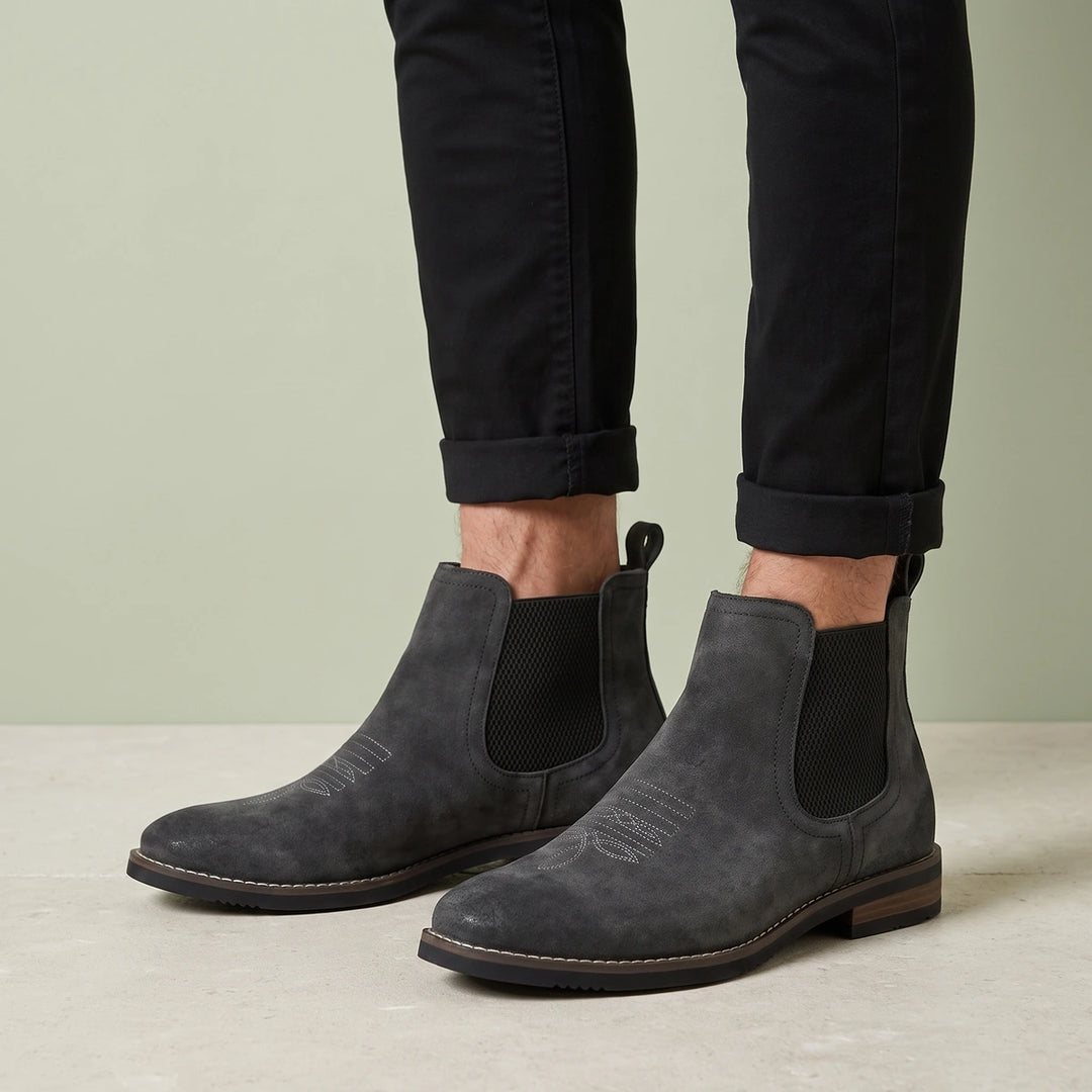 Raoul Vegan Leather Western Stitch Chelsea Boots - Black