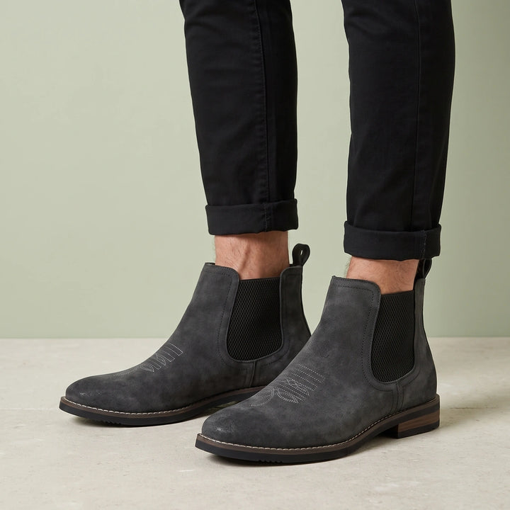 Raoul Vegan Leather Western Stitch Chelsea Boots - Black