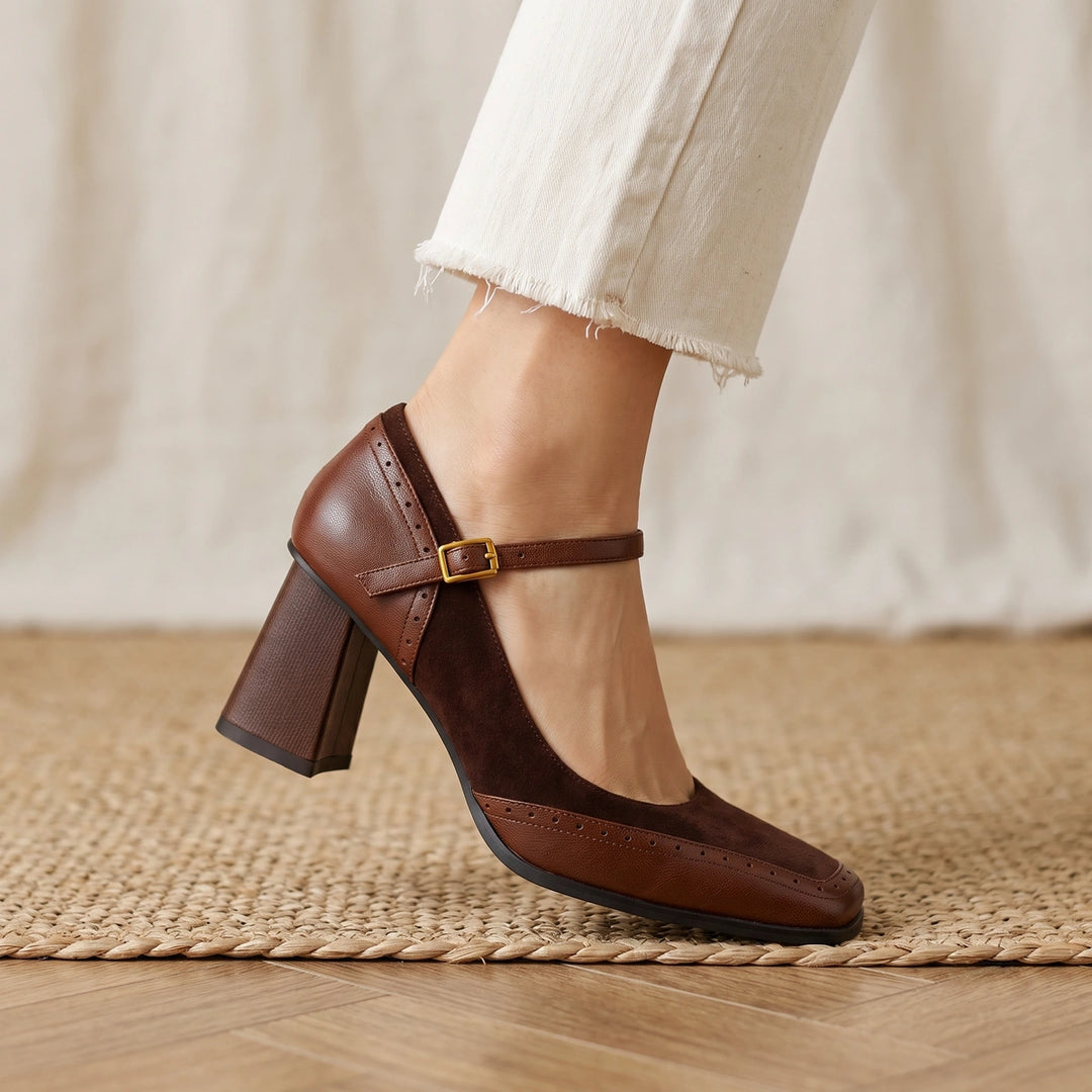 Bettina Women's Block Heel Mary Janes - Brown