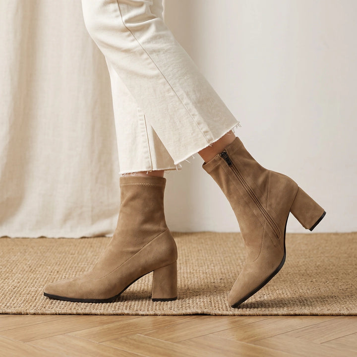 Verena Women's Suede Ankle Boots - Apricot