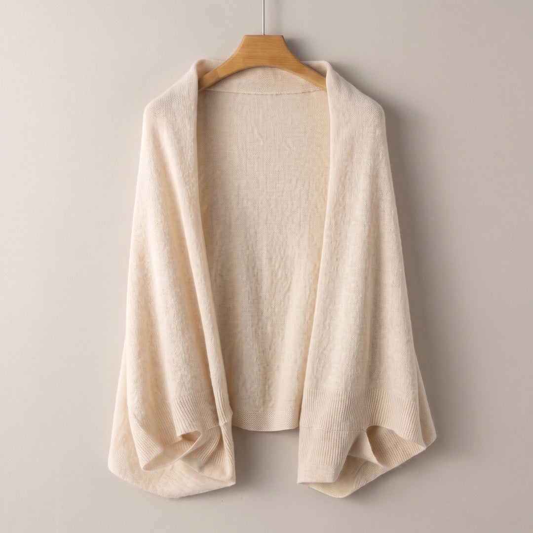 Iris Pure Wool Shawl Cardigan - Beige