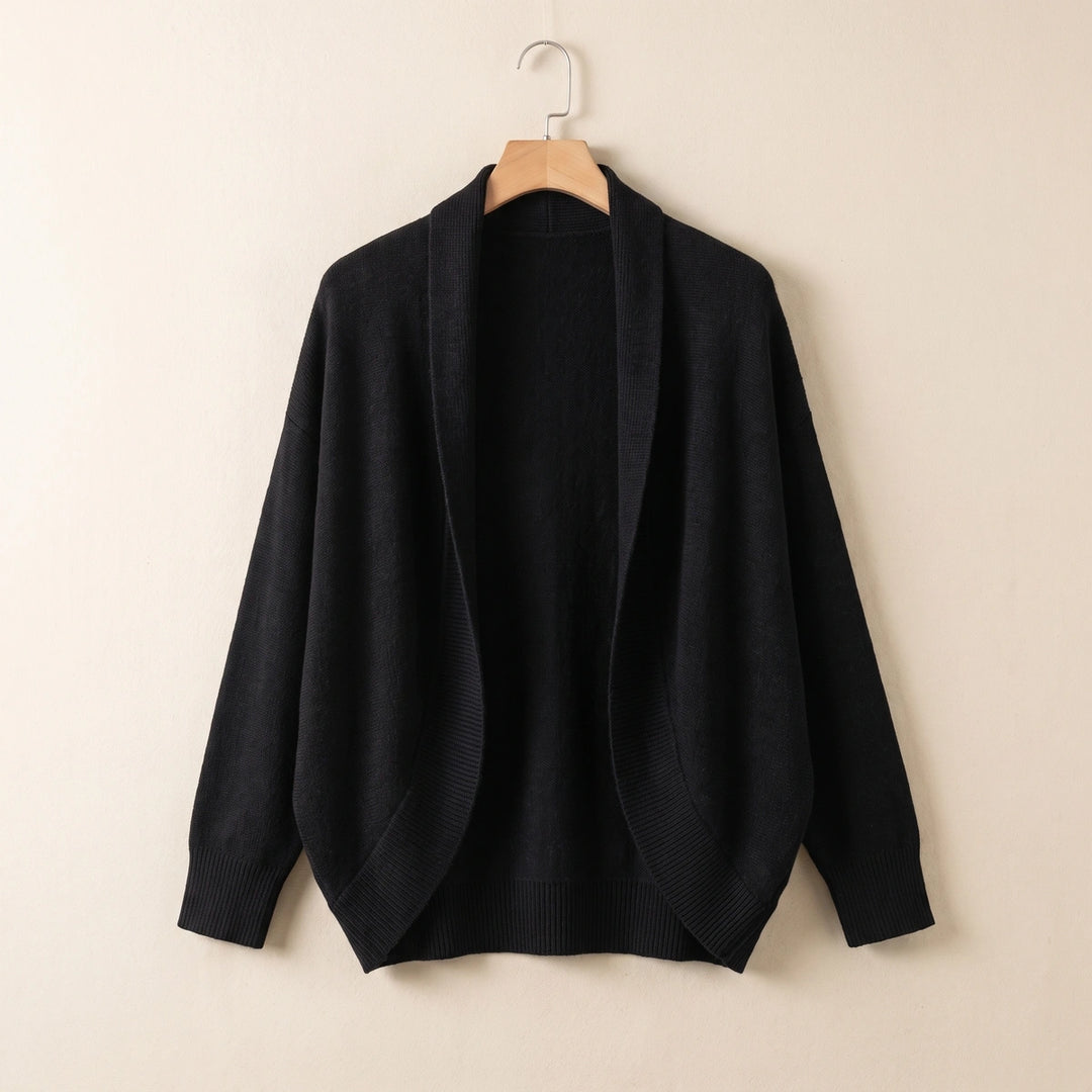 Iris Pure Wool Shawl Cardigan - Black