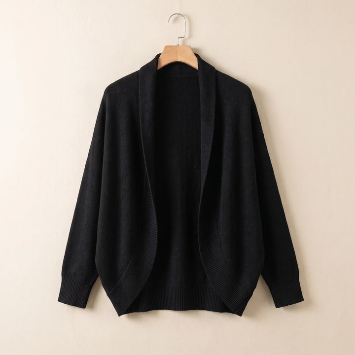 Iris Pure Wool Shawl Cardigan - Black