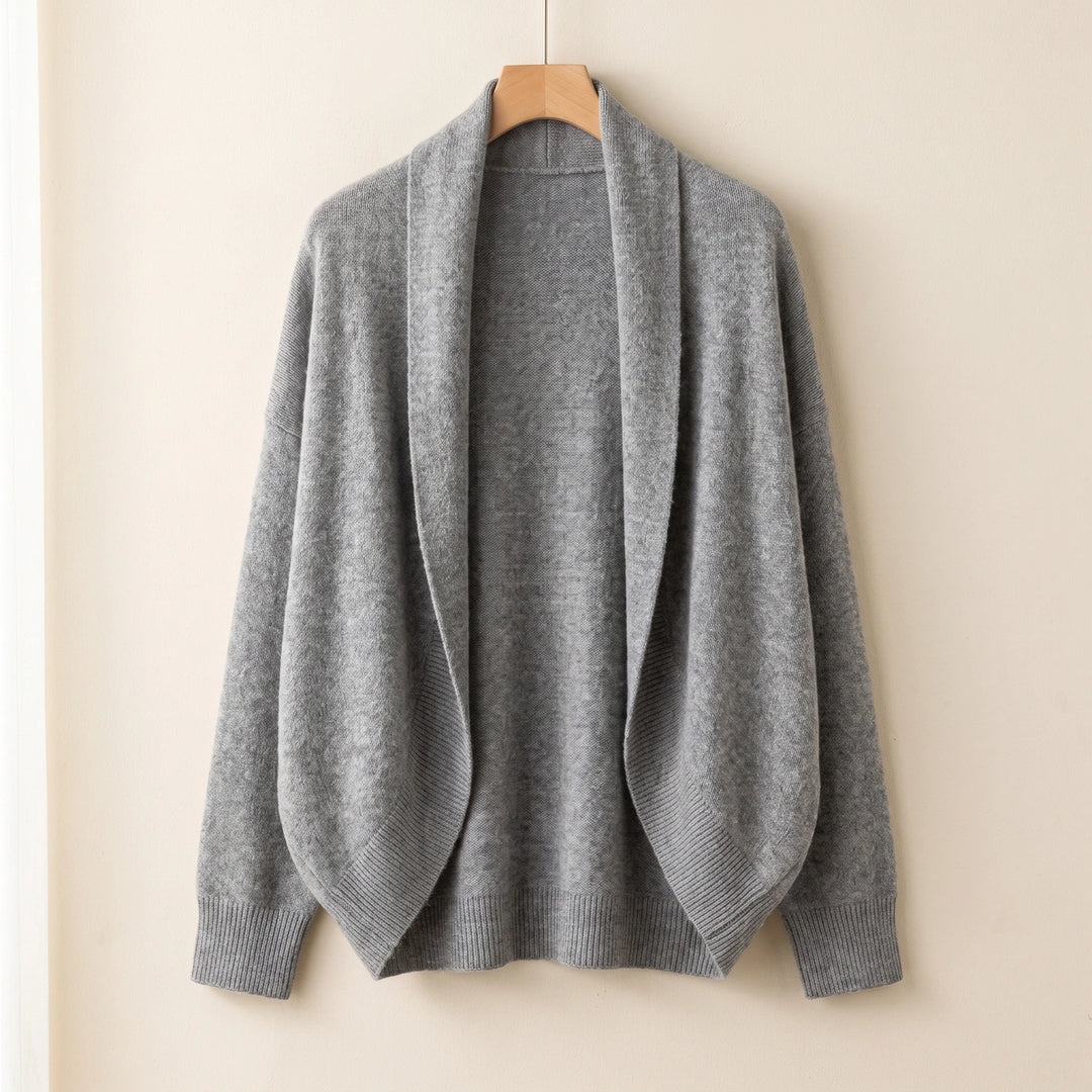 Iris Pure Wool Shawl Cardigan - Gray