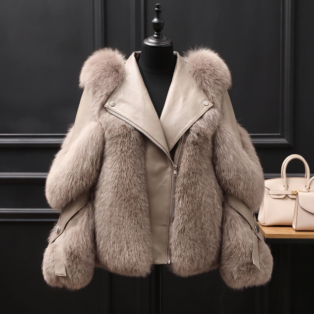 Xenia Faux Fur Lapel Jacket - Light Brown