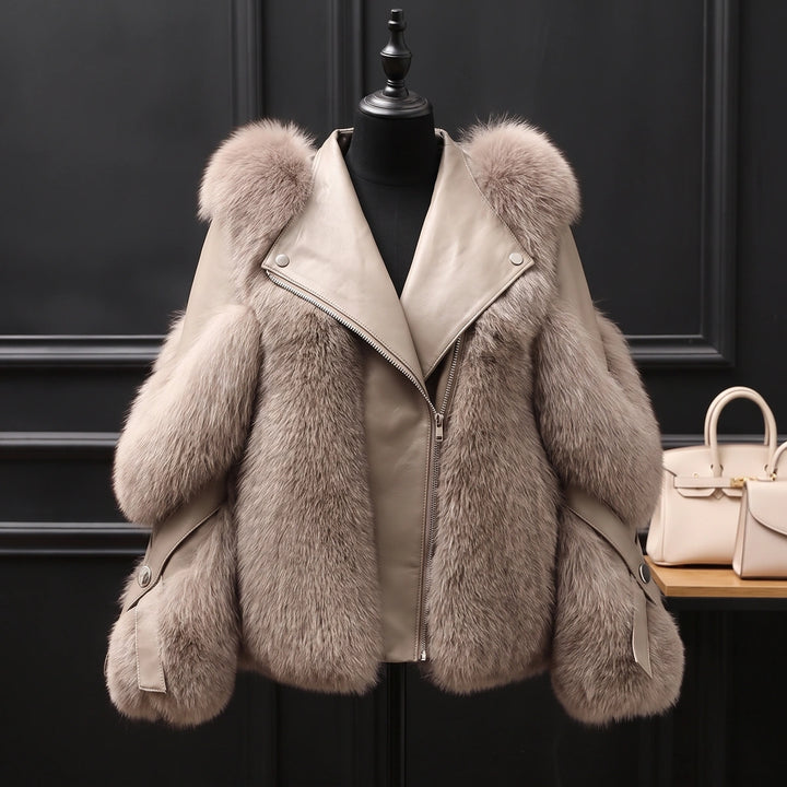 Xenia Faux Fur Lapel Jacket - Light Brown