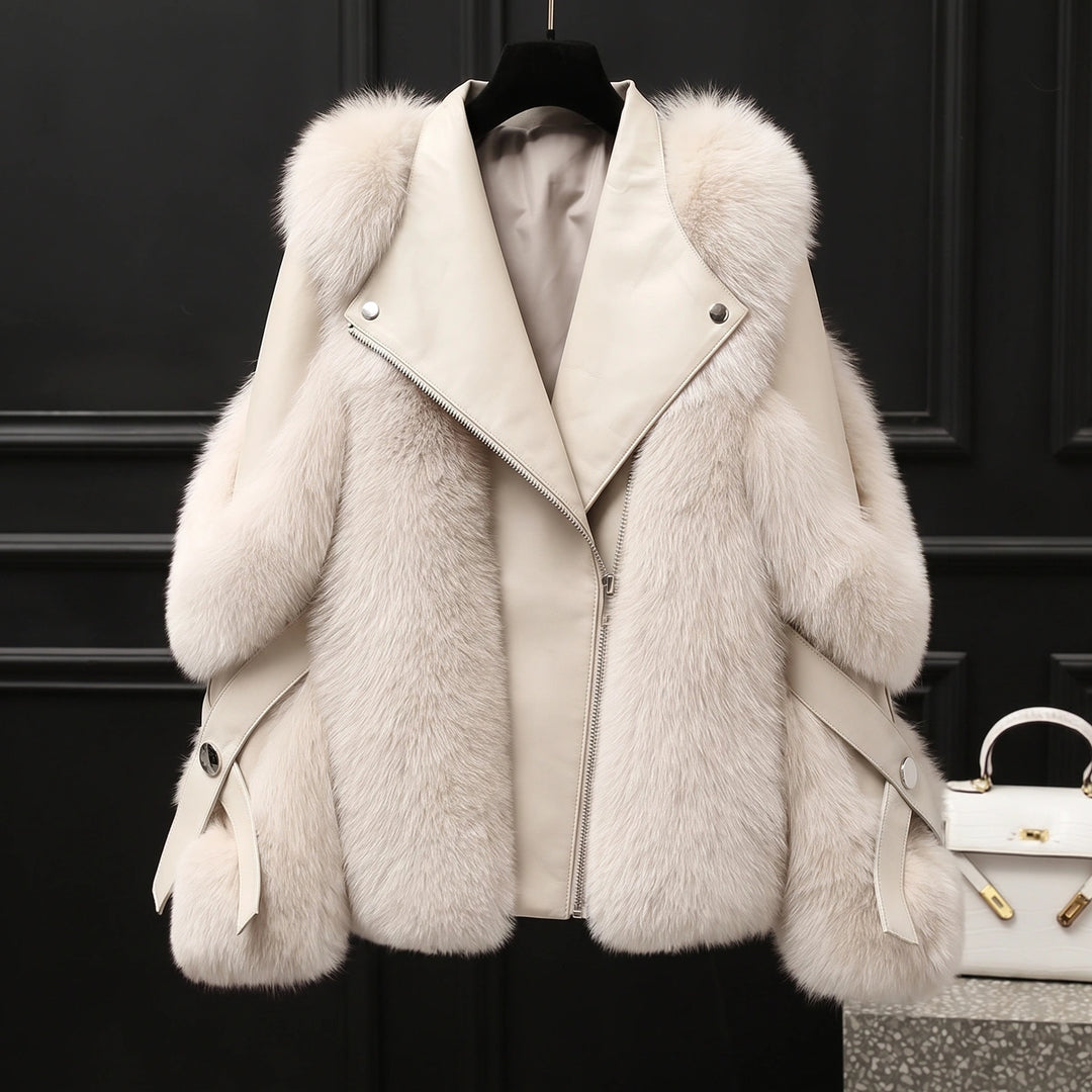 Xenia Faux Fur Lapel Jacket - White