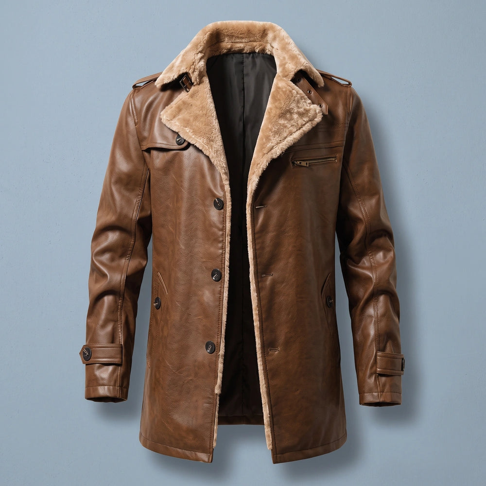 Maxwell Shearling Collar Car Coat - Brown