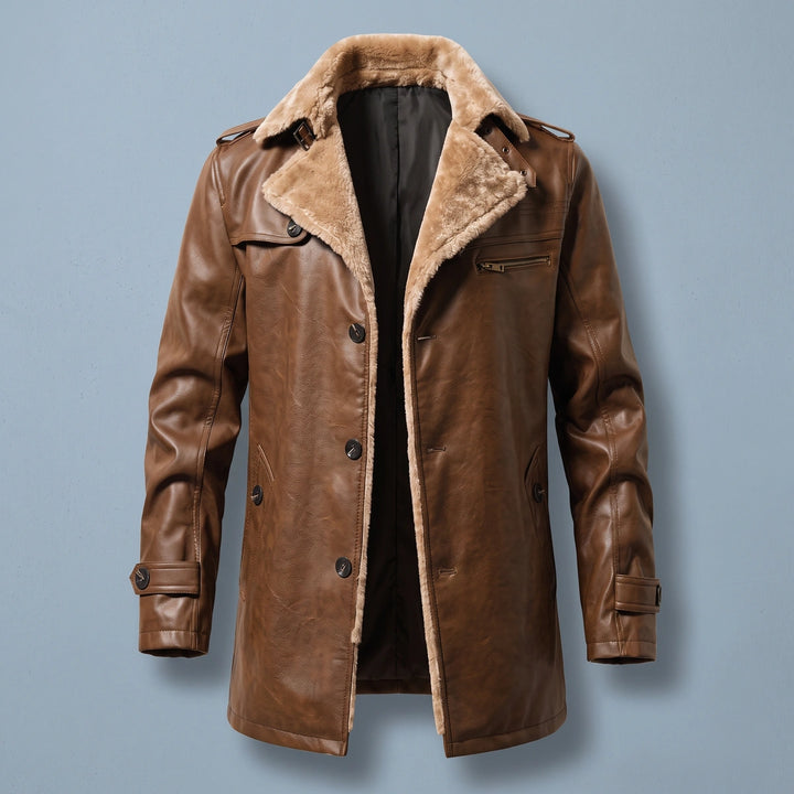 Maxwell Shearling Collar Car Coat - Brown
