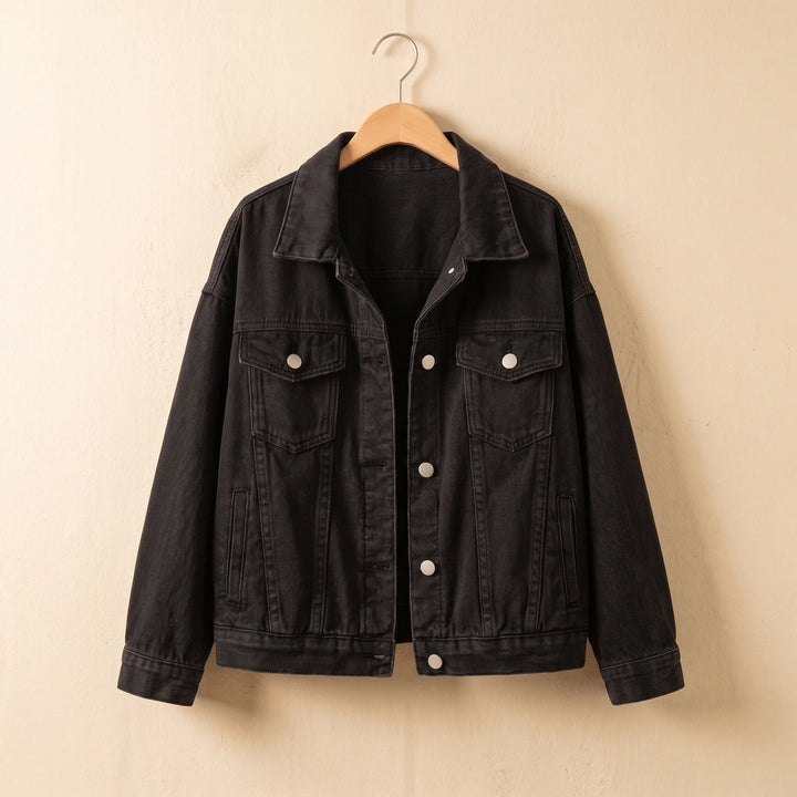 Camille Relaxed Fit Denim Jacket - Black