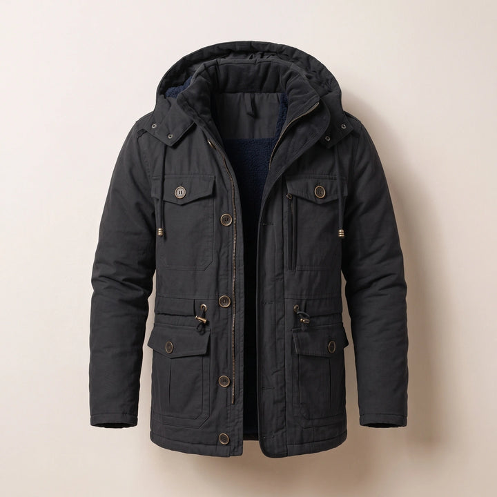 Wilder Fleece Lined Hooded Field Jacket - Black