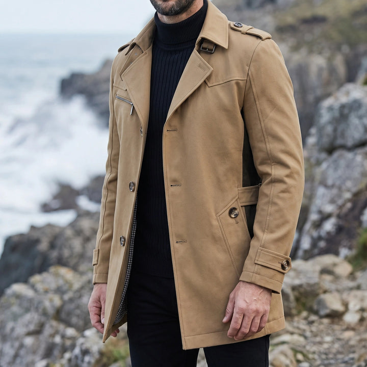 Alaric Men's Belted Trench Coat - Camel