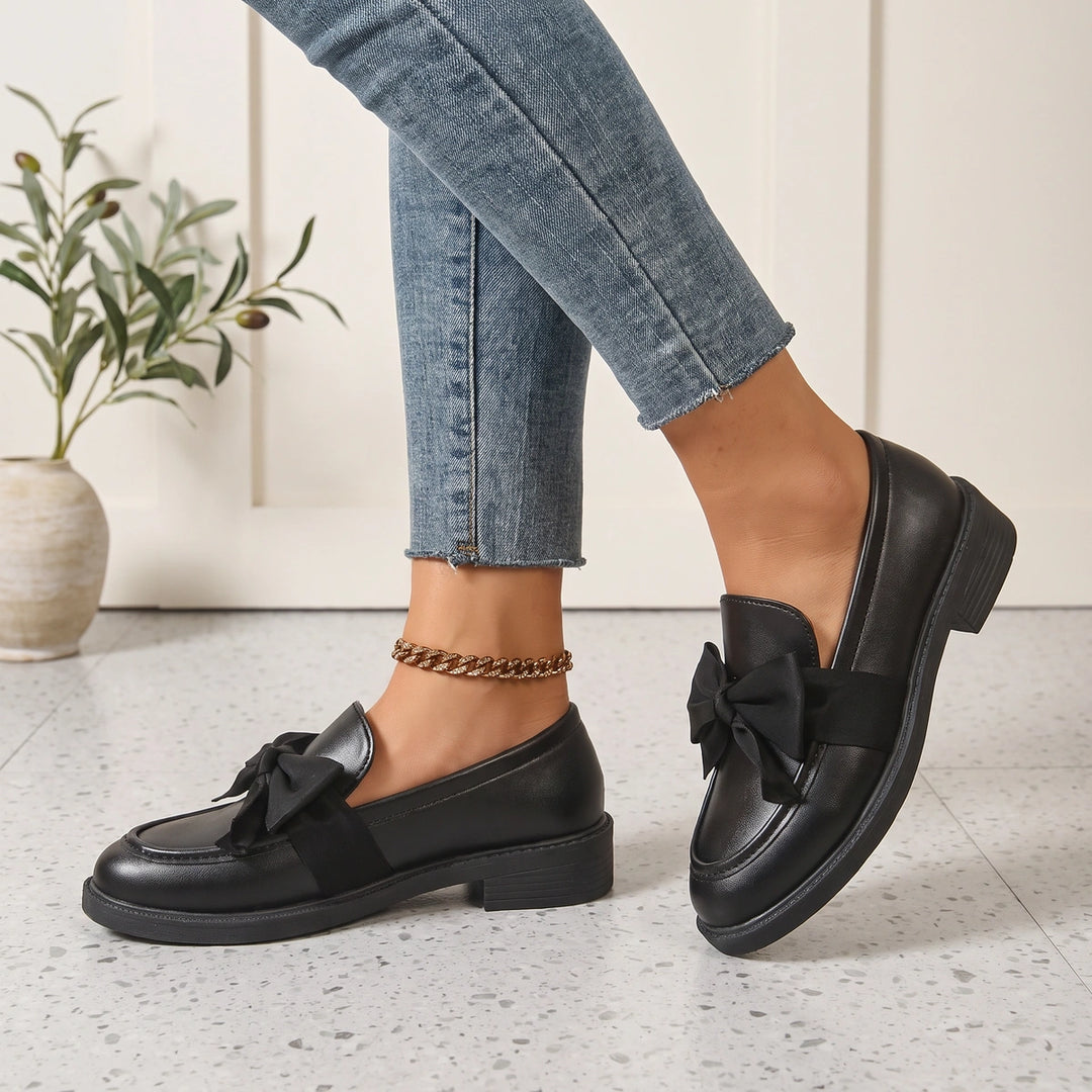 Franca Women's Patent Bow Loafers - Black