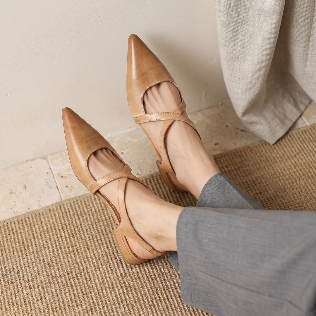 Perrine Women's Crossover Strap Mules - Apricot