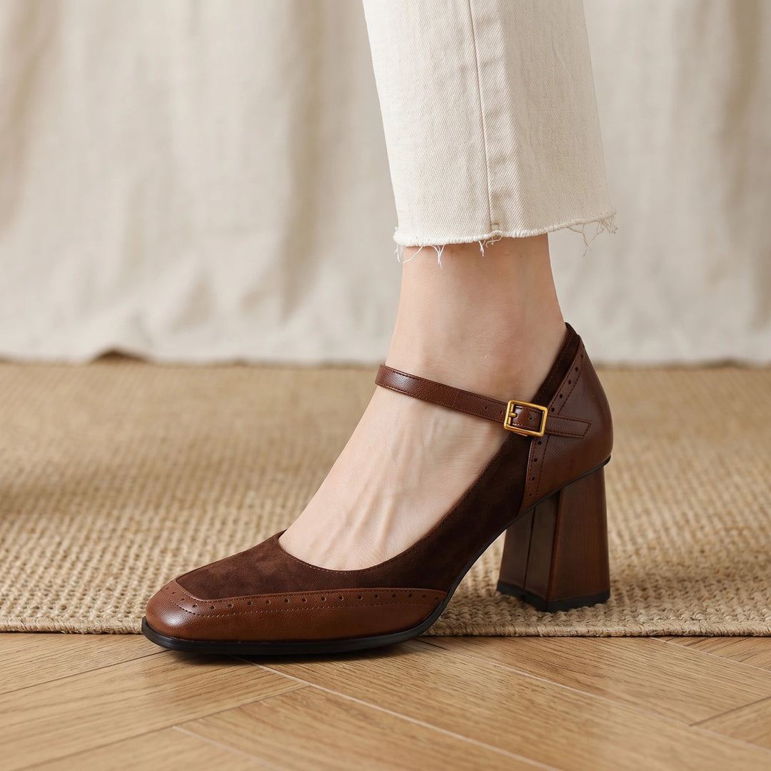 Bettina Women's Block Heel Mary Janes - Brown
