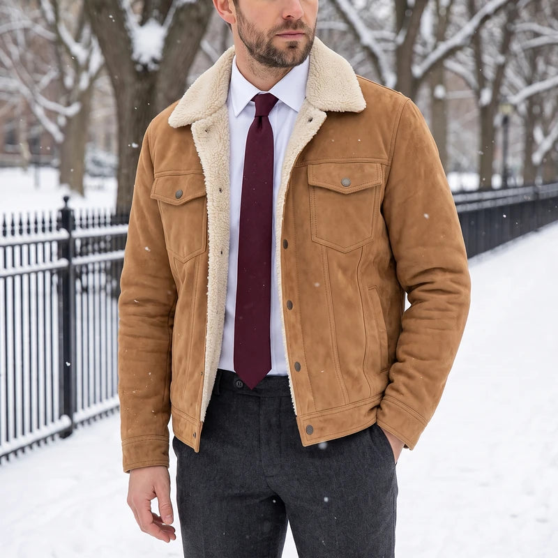 Edmund Men's Sherpa Collar Utility Jacket - Khaki
