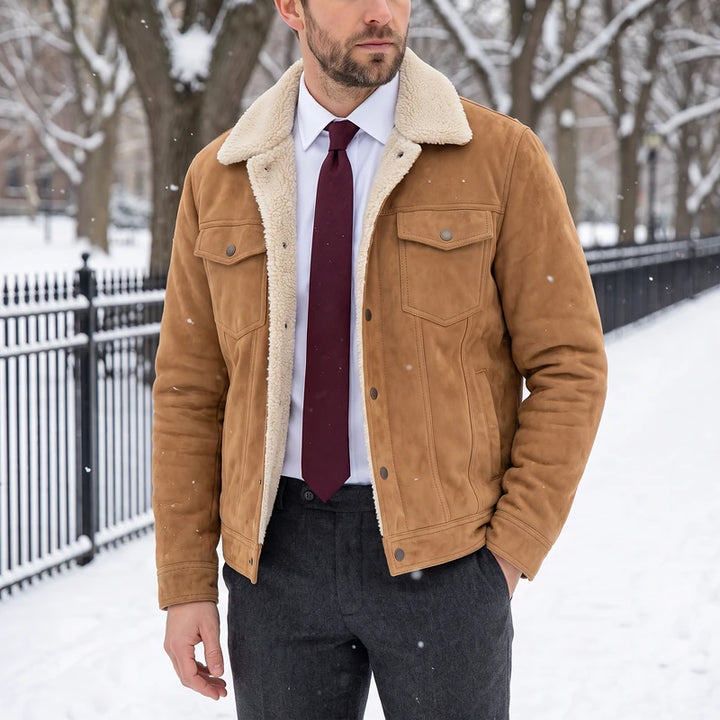 Edmund Men's Sherpa Collar Utility Jacket - Khaki