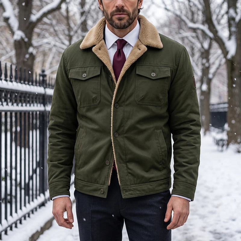 Edmund Men's Sherpa Collar Utility Jacket - Green
