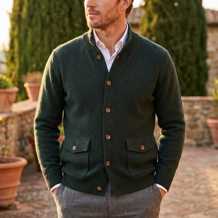 Wilfred Men's Cotton Knit Cardigan - Dark Green