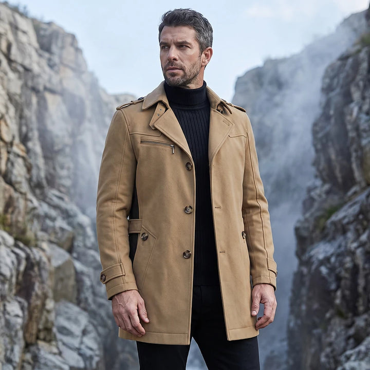 Alaric Men's Belted Trench Coat - Camel