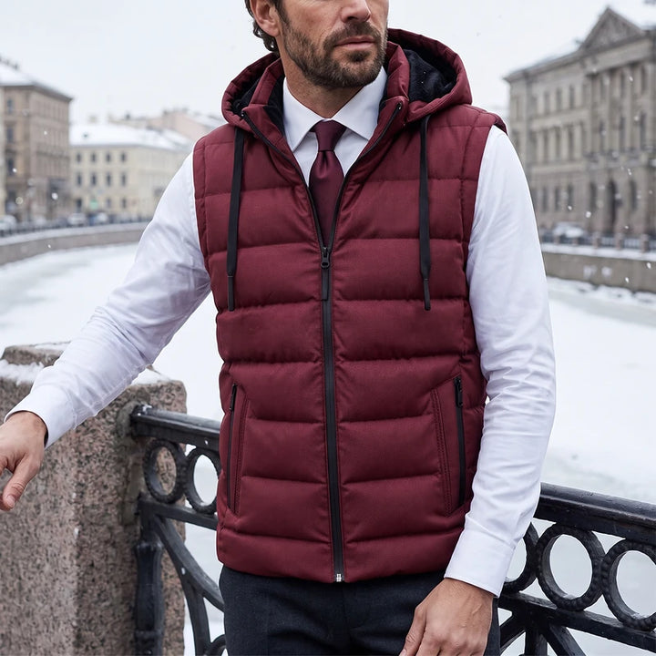 Gregor Men's Hooded Puffer Vest - Red