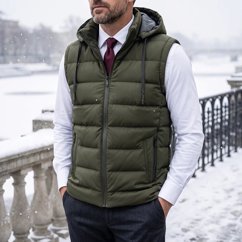 Gregor Men's Hooded Puffer Vest - Green