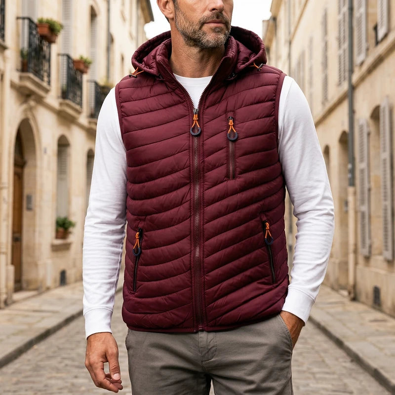 Barnaby Men's Windproof Quilted Vest - Wine Red