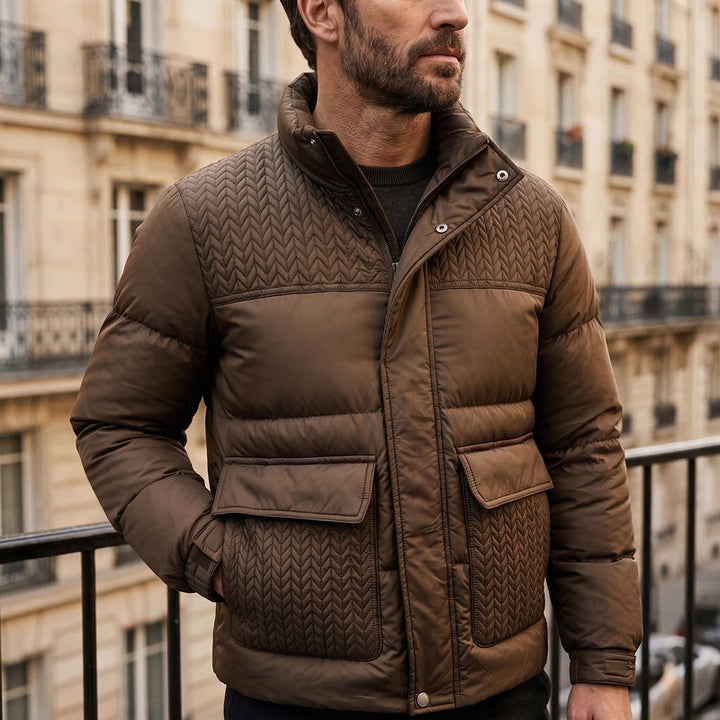 Bertram Men's Quilted Down Jacket - Brown