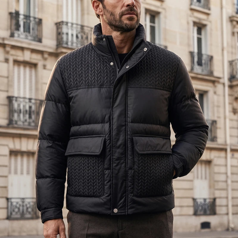 Bertram Men's Quilted Down Jacket - Black