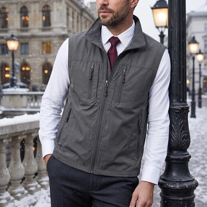 Ambrose Men's Utility Travel Vest - Gray