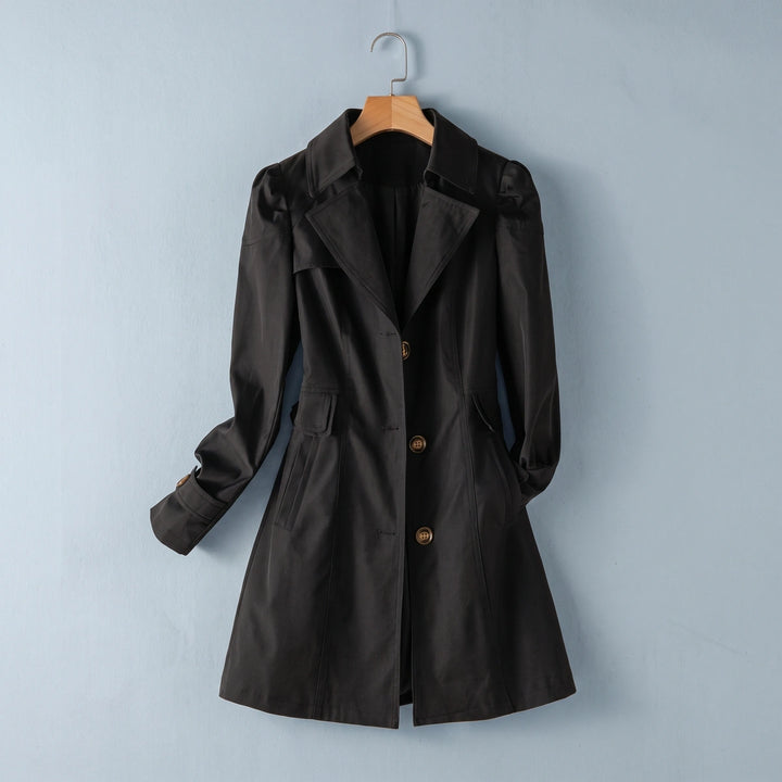 Rosalie Puff Shoulder Tailored Coat - Black