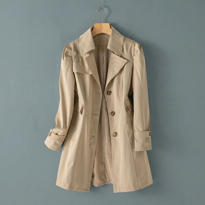Rosalie Puff Shoulder Tailored Coat - Khaki