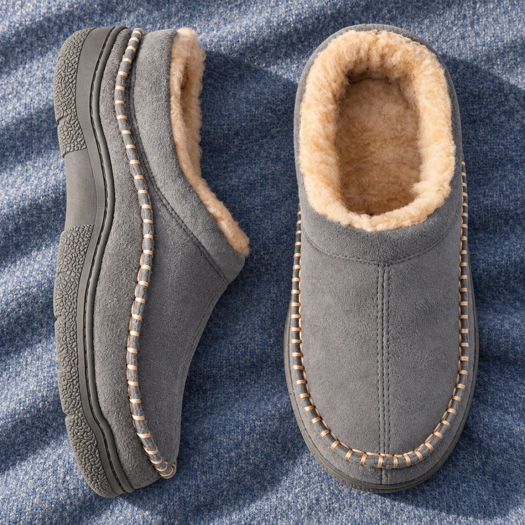 Ross Moc Stitch Fleece Lined Slipper Clogs - Gray