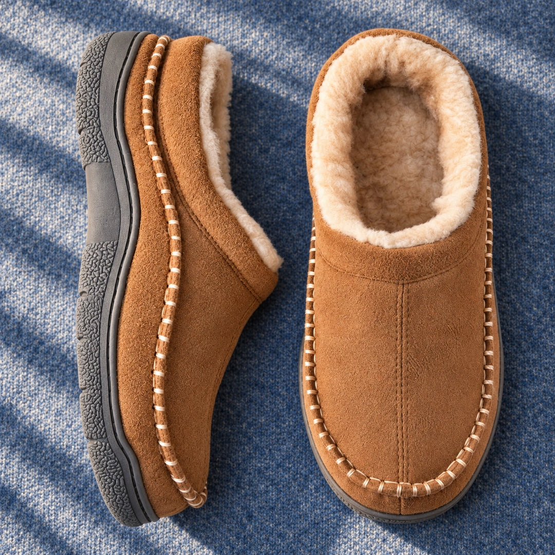 Ross Moc Stitch Fleece Lined Slipper Clogs - Light Brown
