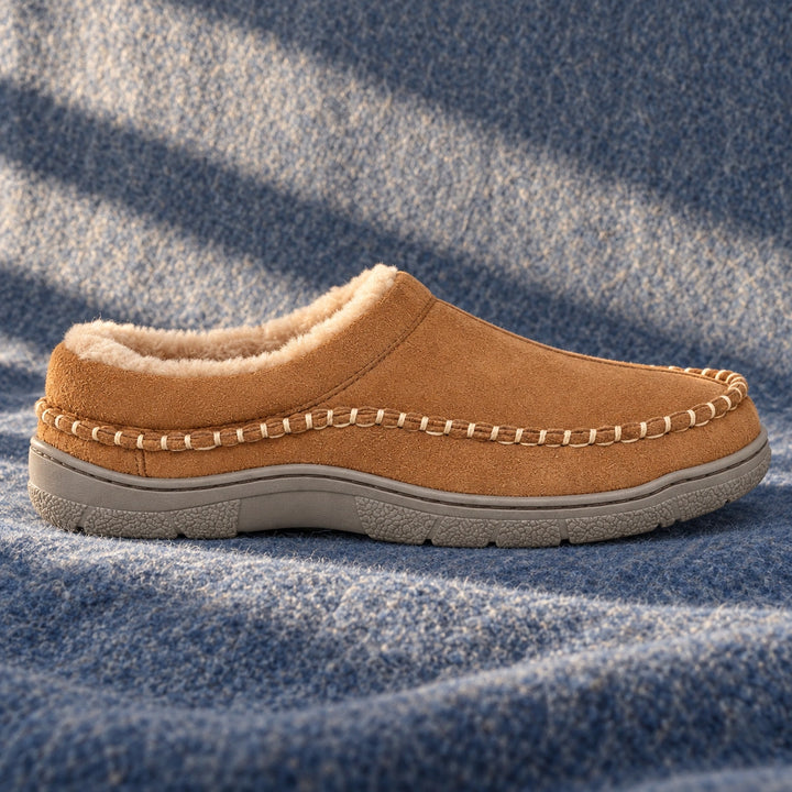 Ross Moc Stitch Fleece Lined Slipper Clogs - Light Brown
