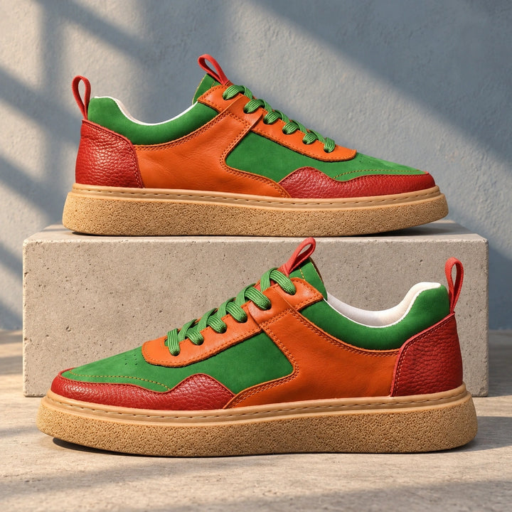 Shane Leather Suede Gum Sole Court Sneakers - Green