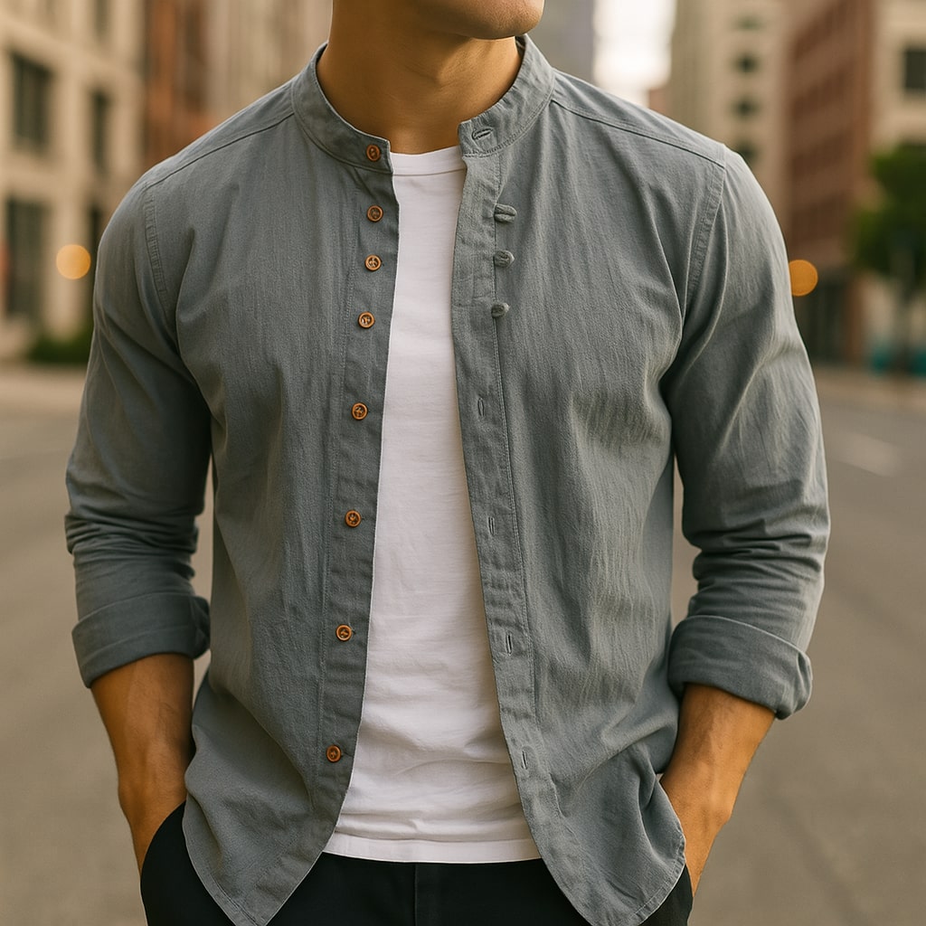 Hiro Linen-Cotton Shirt - Redwood Main