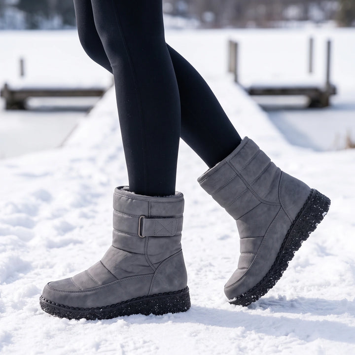 Sunniva Quilted Water Resistant Snow Boots - Gray
