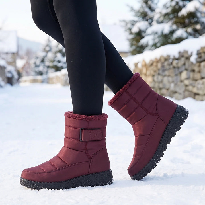 Sunniva Quilted Water Resistant Snow Boots - Red