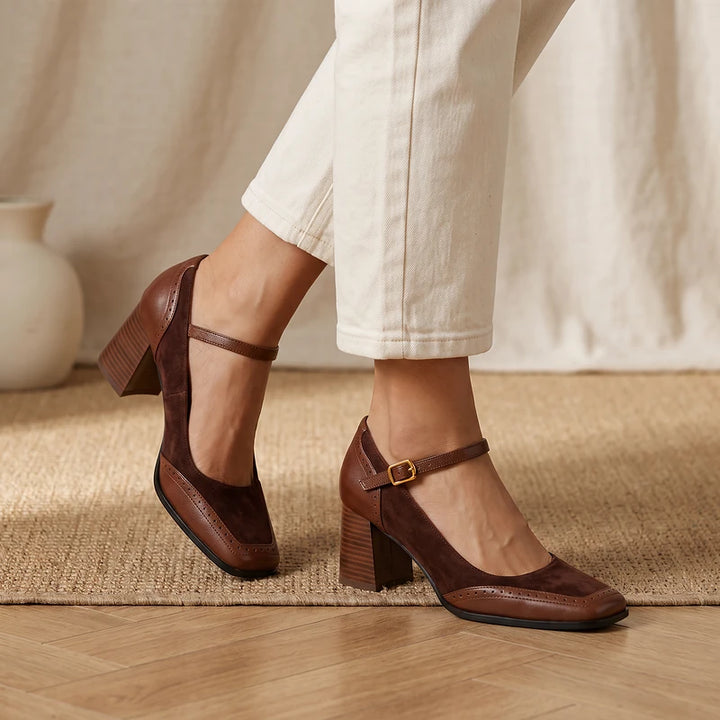 Bettina Women's Block Heel Mary Janes - Brown