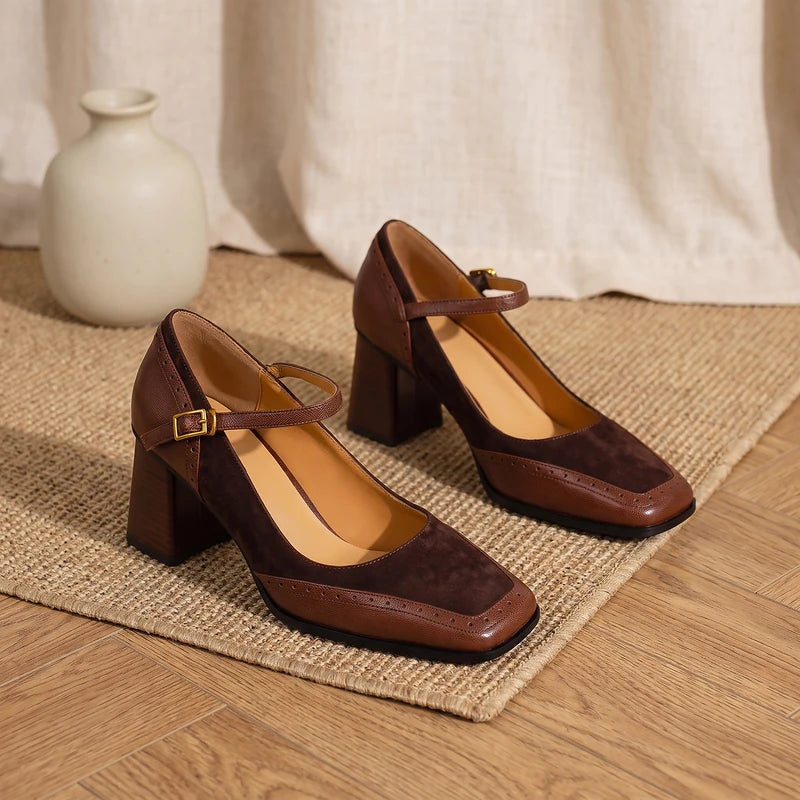 Bettina Women's Block Heel Mary Janes - Brown