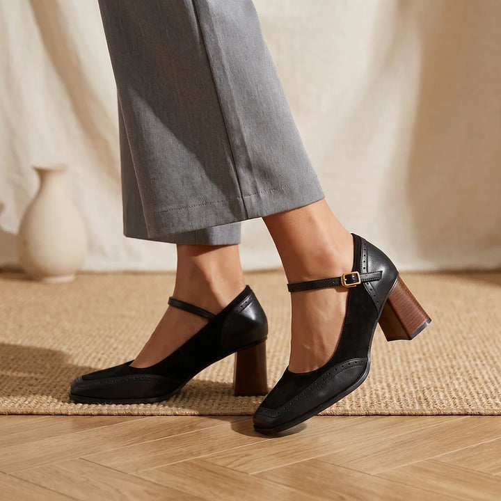 Bettina Women's Block Heel Mary Janes - Black