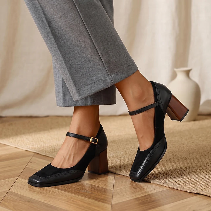 Bettina Women's Block Heel Mary Janes - Black