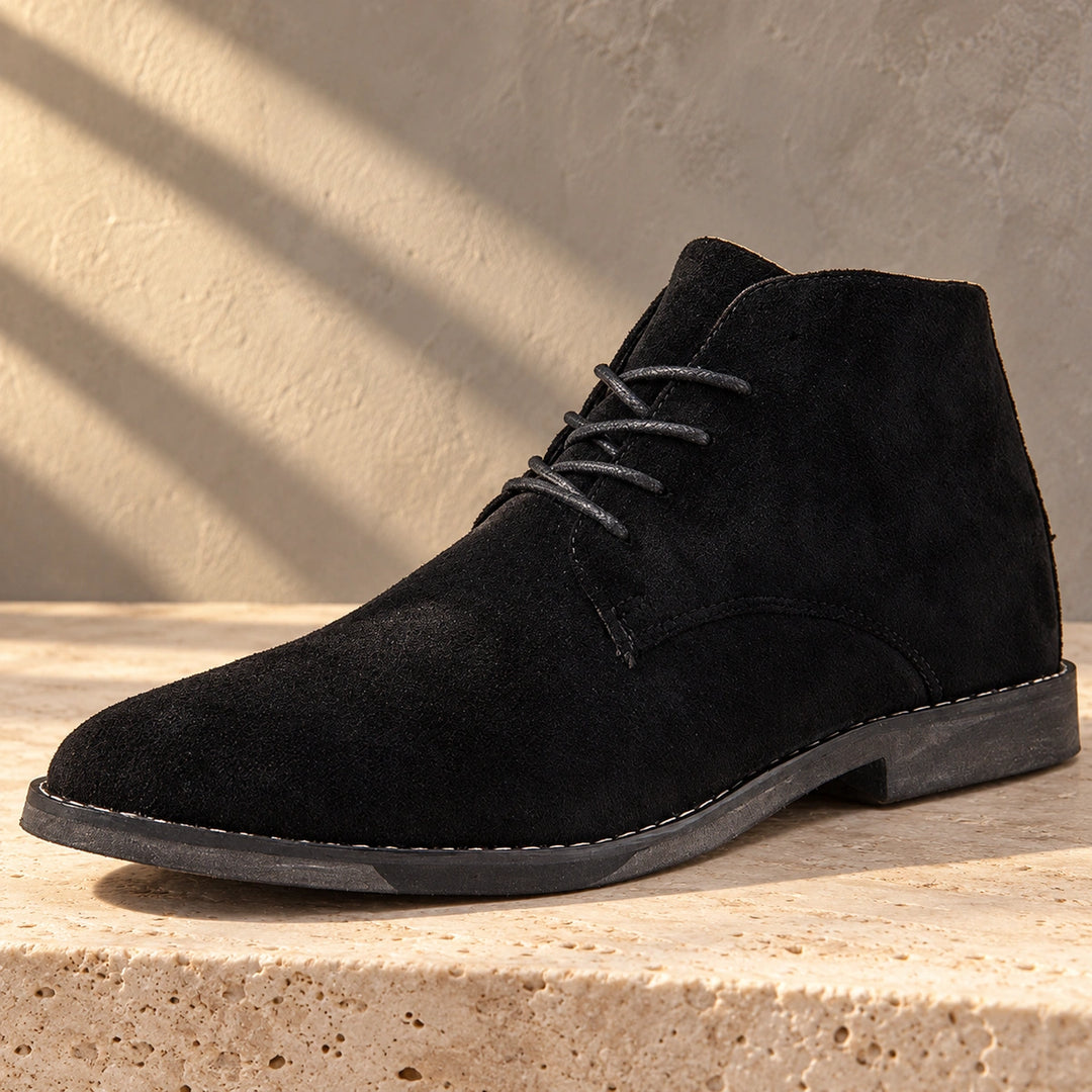 Terrence Rubber Sole Suede Chukka Ankle Boots - Black
